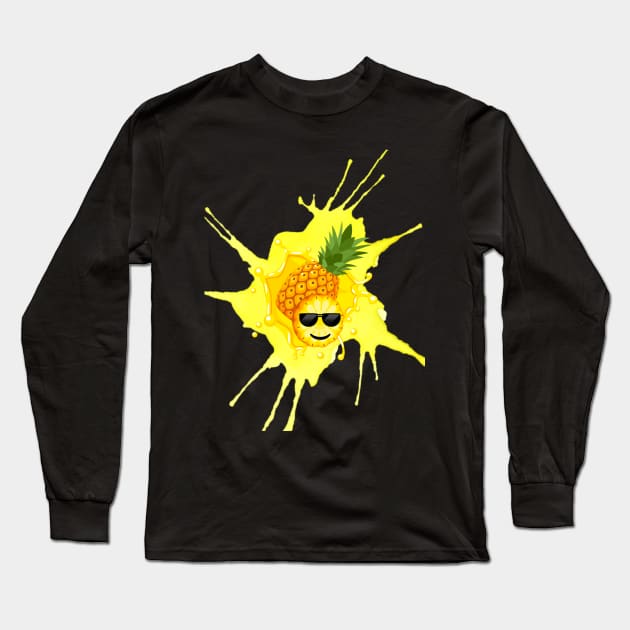 Cool Pineapple Splash Long Sleeve T-Shirt by Calmavibes